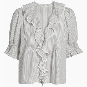 Doen Henri Adelaide Striped Ruffle Blouse